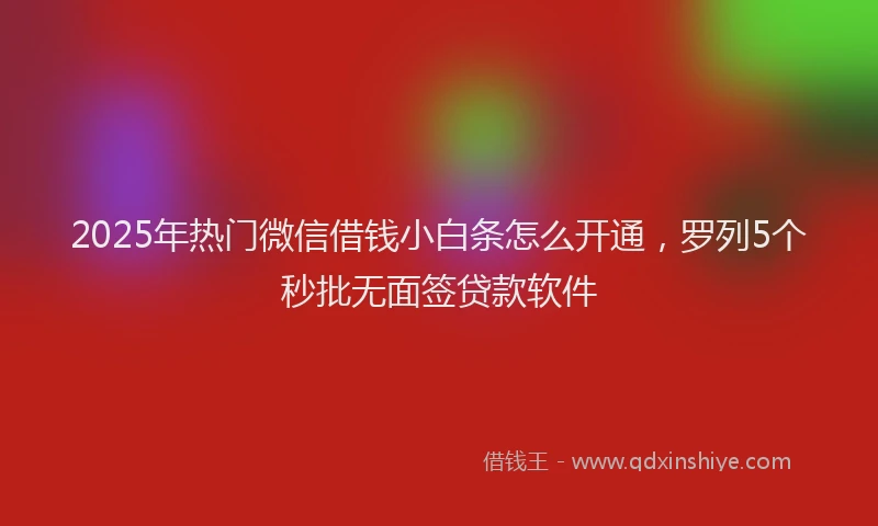 2025年热门微信借钱小白条怎么开通，罗列5个秒批无面签贷款软件