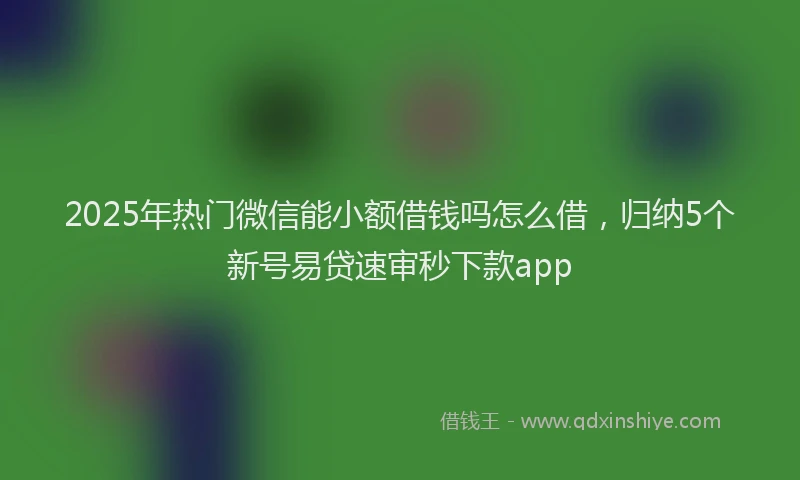 2025年热门微信能小额借钱吗怎么借，归纳5个新号易贷速审秒下款app
