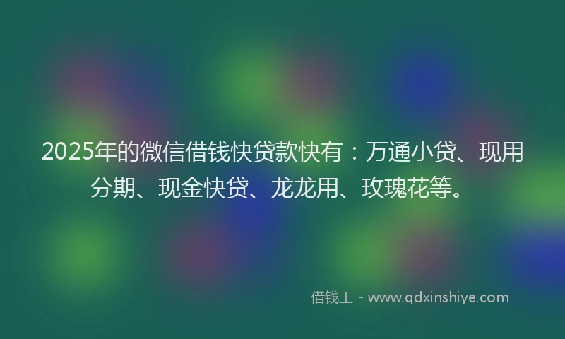 2025年的微信借钱快贷款快有：万通小贷、现用分期、现金快贷、龙龙用、玫瑰花等。