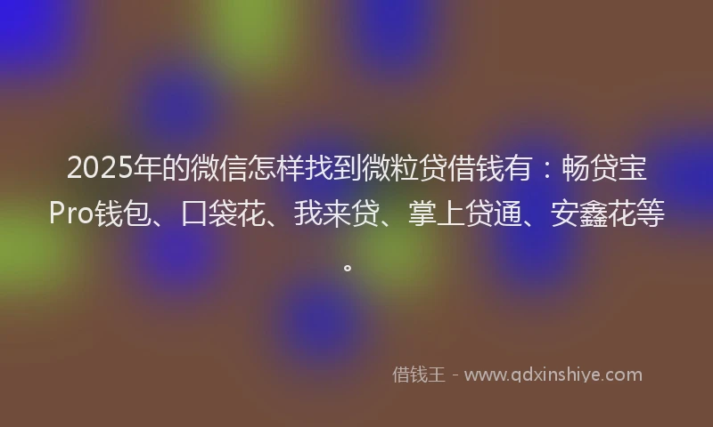 2025年的微信怎样找到微粒贷借钱有：畅贷宝Pro钱包、口袋花、我来贷、掌上贷通、安鑫花等。