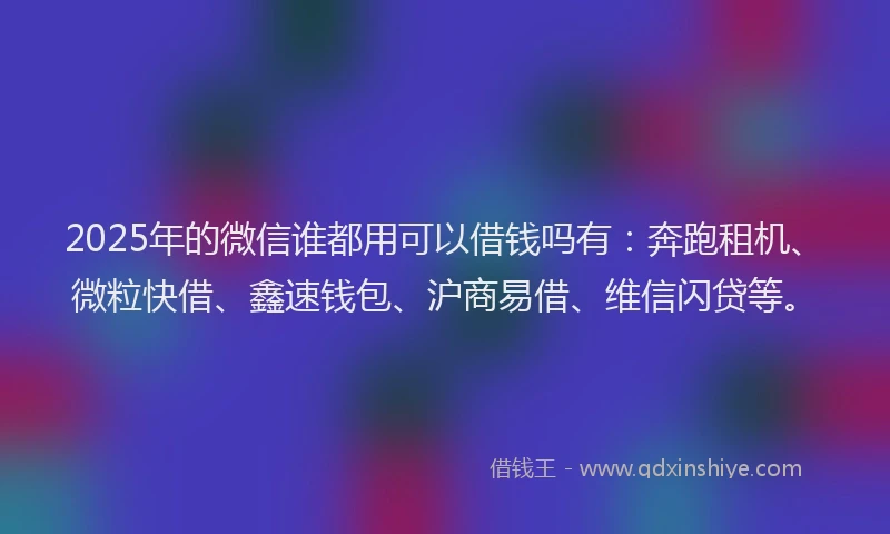 2025年的微信谁都用可以借钱吗有：奔跑租机、微粒快借、鑫速钱包、沪商易借、维信闪贷等。