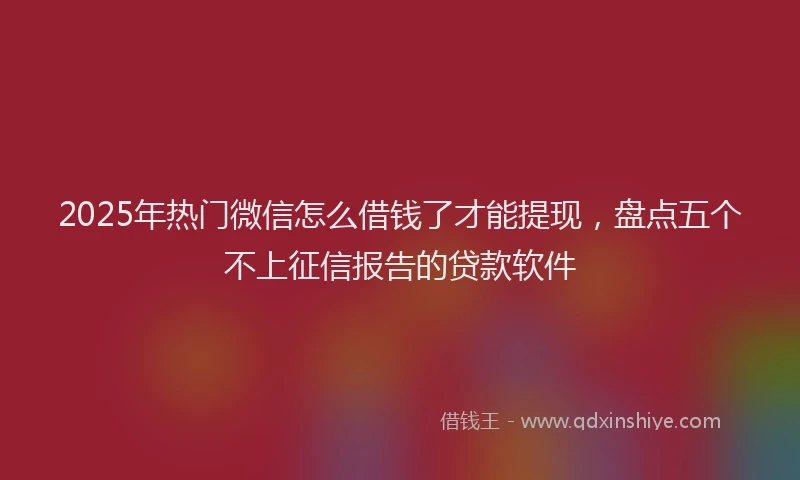 2025年热门微信怎么借钱了才能提现，盘点五个不上征信报告的贷款软件