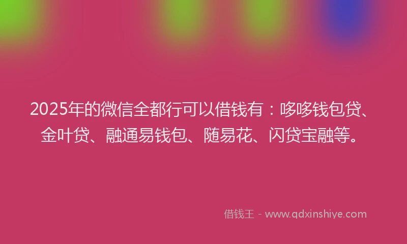 2025年的微信全都行可以借钱有：哆哆钱包贷、金叶贷、融通易钱包、随易花、闪贷宝融等。