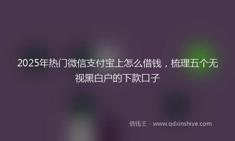 2025年热门微信支付宝上怎么借钱，梳理五个无视黑白户的下款口子