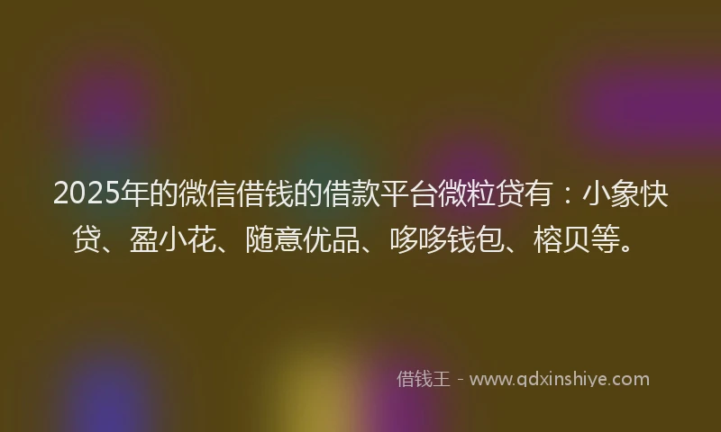 2025年的微信借钱的借款平台微粒贷有：小象快贷、盈小花、随意优品、哆哆钱包、榕贝等。