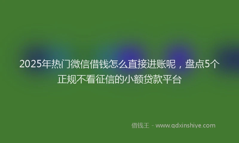 2025年热门微信借钱怎么直接进账呢，盘点5个正规不看征信的小额贷款平台