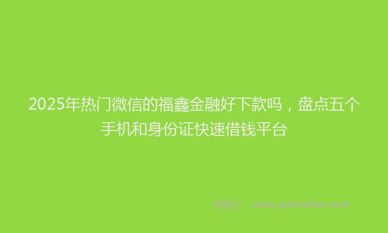 2025年热门微信的福鑫金融好下款吗，盘点五个手机和身份证快速借钱平台