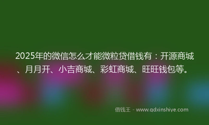 2025年的微信怎么才能微粒贷借钱有：开源商城、月月开、小吉商城、彩虹商城、旺旺钱包等。