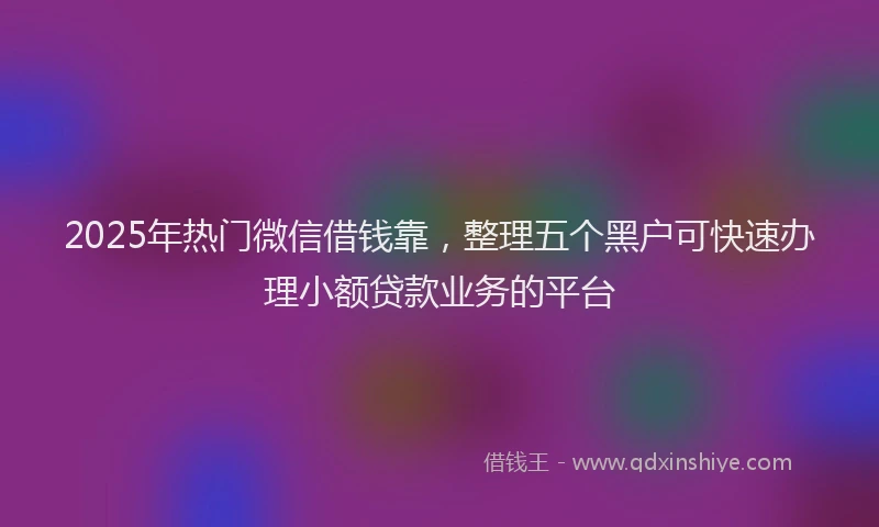 2025年热门微信借钱靠，整理五个黑户可快速办理小额贷款业务的平台