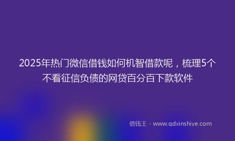 2025年热门微信借钱如何机智借款呢，梳理5个不看征信负债的网贷百分百下款软件