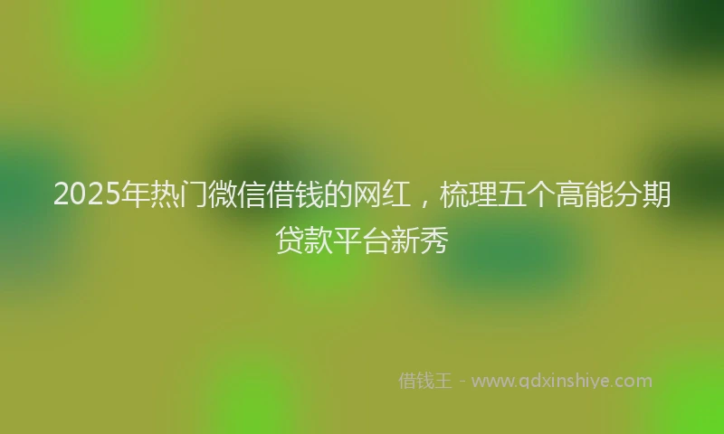 2025年热门微信借钱的网红，梳理五个高能分期贷款平台新秀