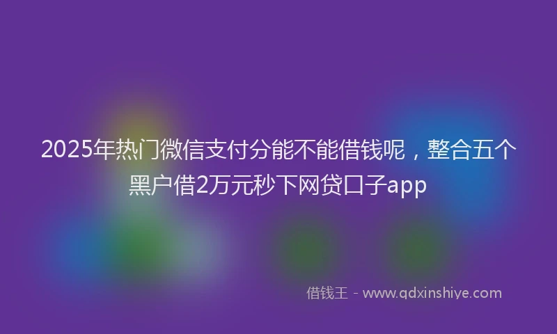 2025年热门微信支付分能不能借钱呢，整合五个黑户借2万元秒下网贷口子app
