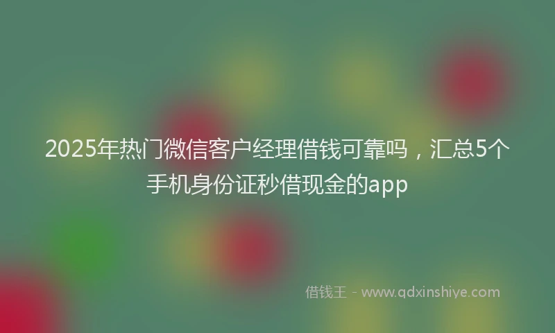 2025年热门微信客户经理借钱可靠吗，汇总5个手机身份证秒借现金的app