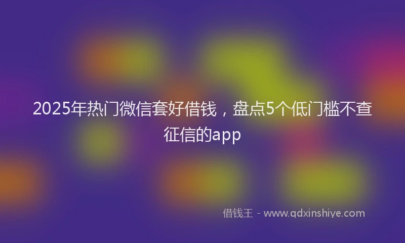 2025年热门微信套好借钱，盘点5个低门槛不查征信的app
