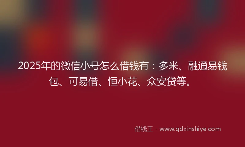 2025年的微信小号怎么借钱有：多米、融通易钱包、可易借、恒小花、众安贷等。