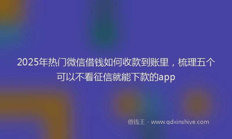 2025年热门微信借钱如何收款到账里，梳理五个可以不看征信就能下款的app