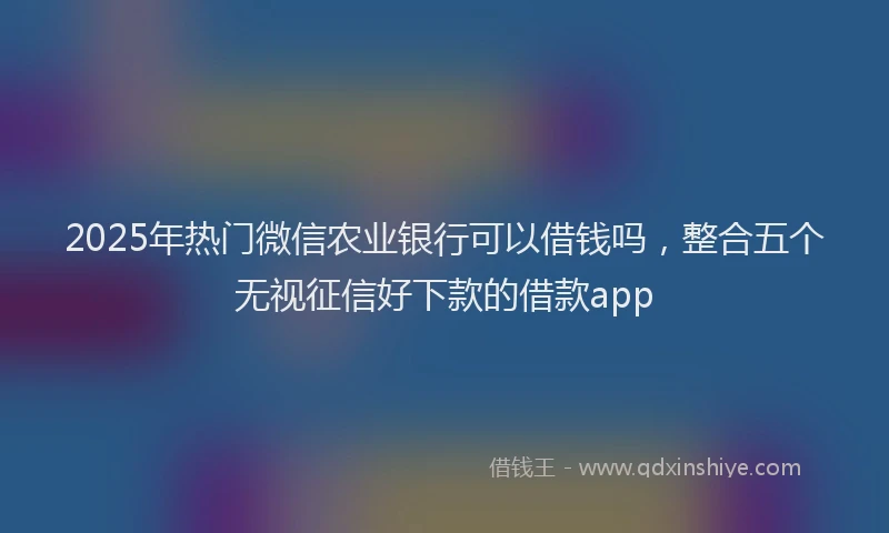 2025年热门微信农业银行可以借钱吗，整合五个无视征信好下款的借款app