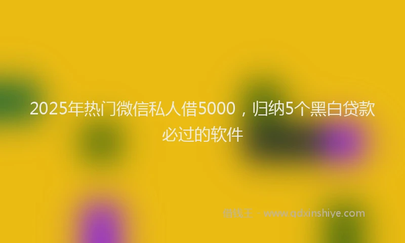 2025年热门微信私人借5000，归纳5个黑白贷款必过的软件