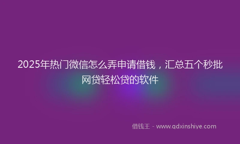 2025年热门微信怎么弄申请借钱，汇总五个秒批网贷轻松贷的软件
