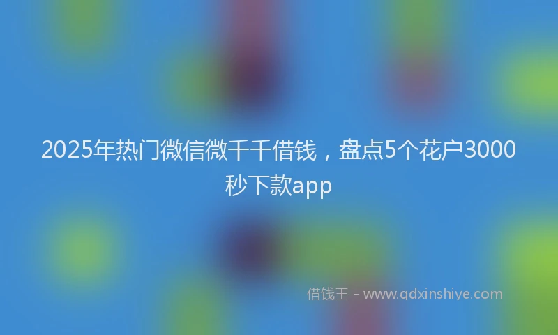 2025年热门微信微千千借钱，盘点5个花户3000秒下款app