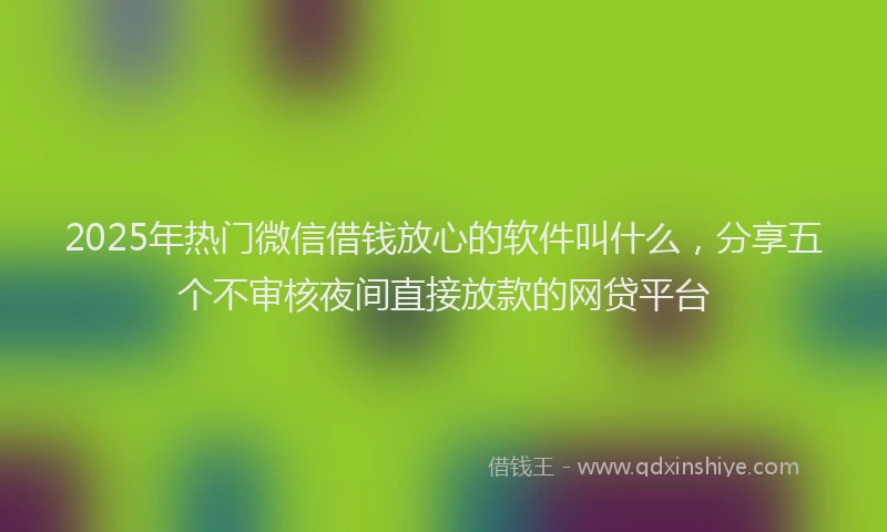 2025年热门微信借钱放心的软件叫什么，分享五个不审核夜间直接放款的网贷平台