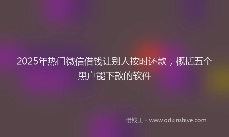 2025年热门微信借钱让别人按时还款，概括五个黑户能下款的软件