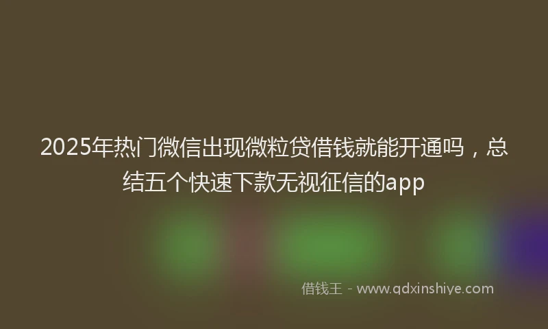 2025年热门微信出现微粒贷借钱就能开通吗，总结五个快速下款无视征信的app