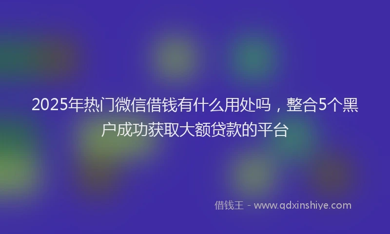 2025年热门微信借钱有什么用处吗，整合5个黑户成功获取大额贷款的平台