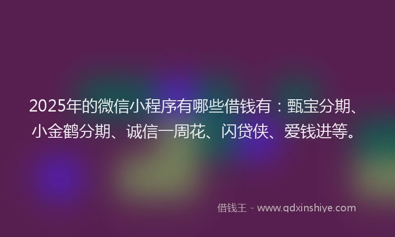 2025年的微信小程序有哪些借钱有：甄宝分期、小金鹤分期、诚信一周花、闪贷侠、爱钱进等。