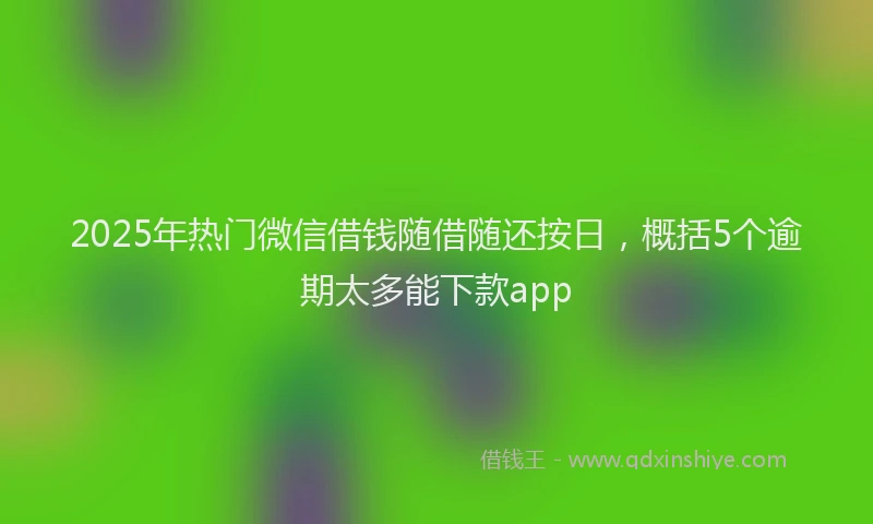 2025年热门微信借钱随借随还按日，概括5个逾期太多能下款app