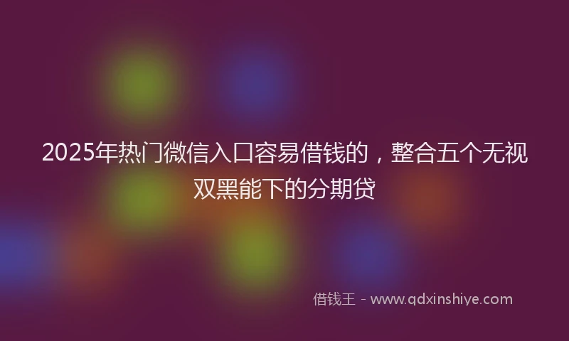 2025年热门微信入口容易借钱的，整合五个无视双黑能下的分期贷