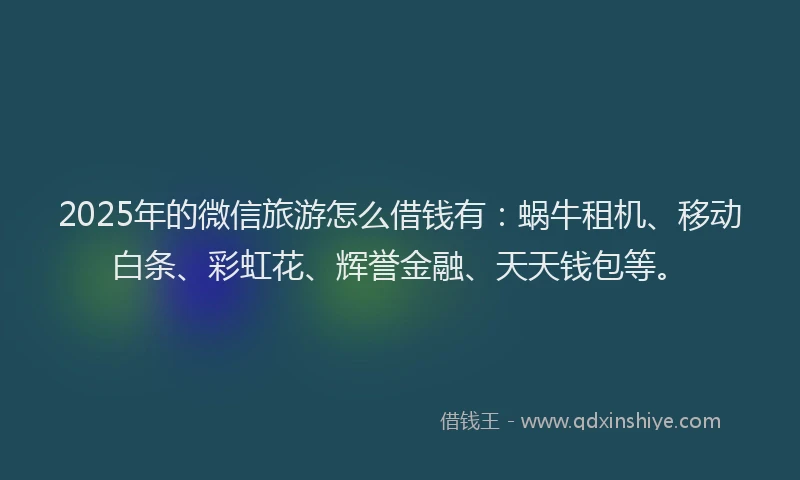 2025年的微信旅游怎么借钱有：蜗牛租机、移动白条、彩虹花、辉誉金融、天天钱包等。
