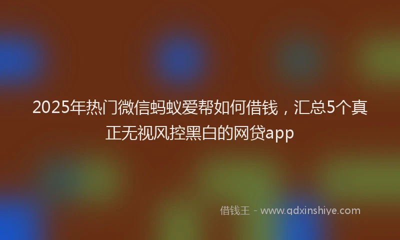 2025年热门微信蚂蚁爱帮如何借钱，汇总5个真正无视风控黑白的网贷app