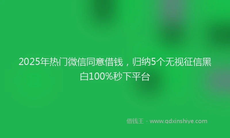 2025年热门微信同意借钱，归纳5个无视征信黑白100%秒下平台
