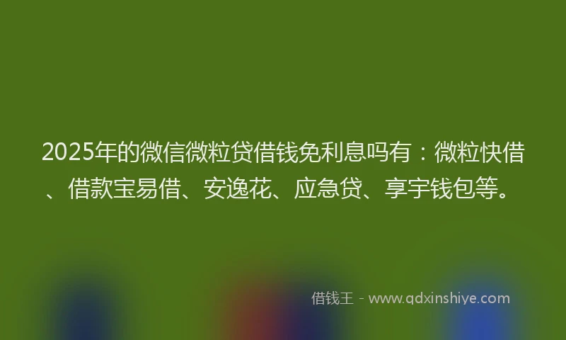 2025年的微信微粒贷借钱免利息吗有：微粒快借、借款宝易借、安逸花、应急贷、享宇钱包等。