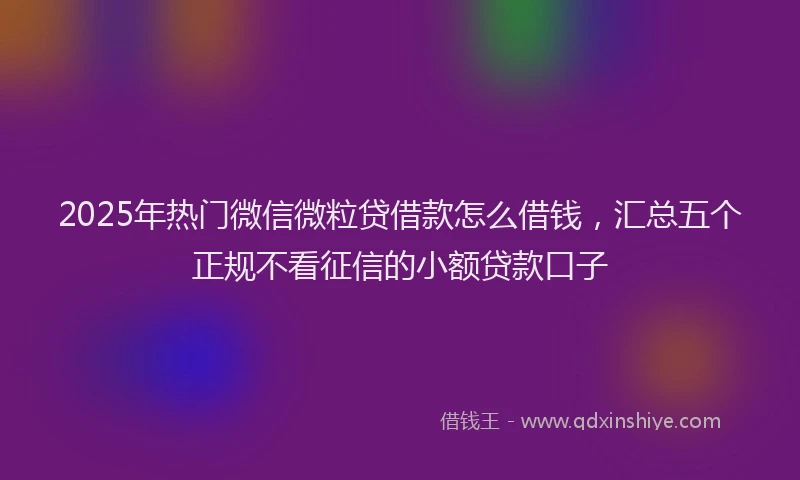 2025年热门微信微粒贷借款怎么借钱，汇总五个正规不看征信的小额贷款口子