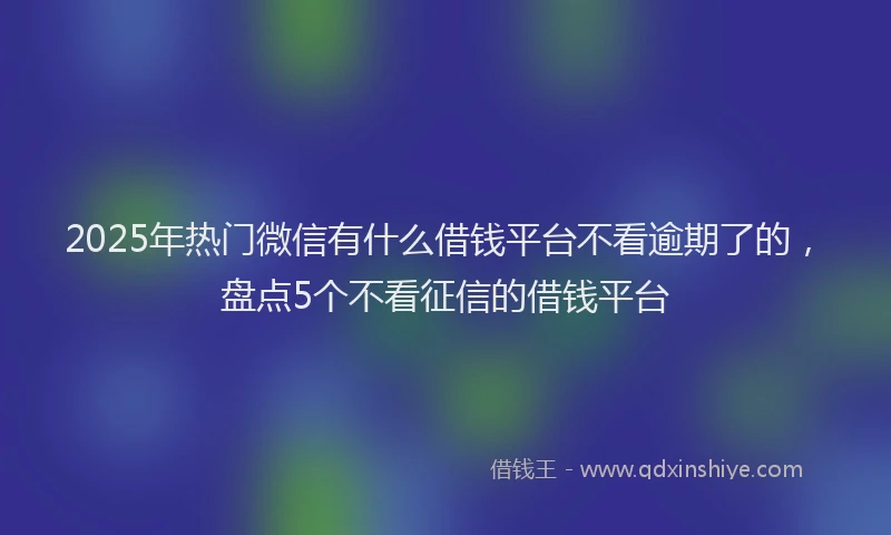 2025年热门微信有什么借钱平台不看逾期了的，盘点5个不看征信的借钱平台