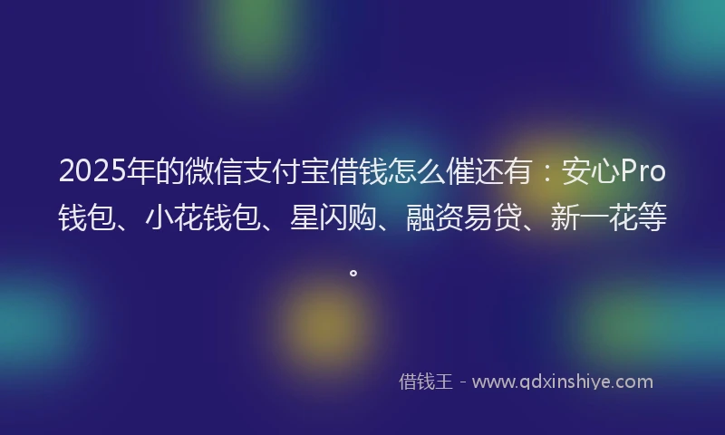 2025年的微信支付宝借钱怎么催还有：安心Pro钱包、小花钱包、星闪购、融资易贷、新一花等。
