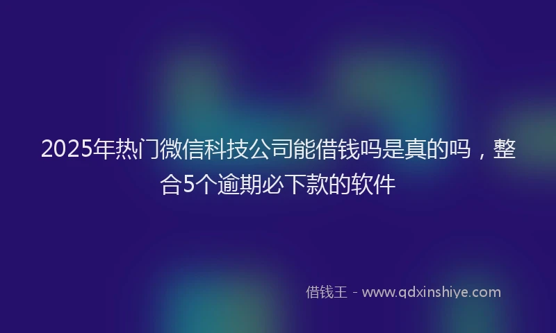 2025年热门微信科技公司能借钱吗是真的吗，整合5个逾期必下款的软件