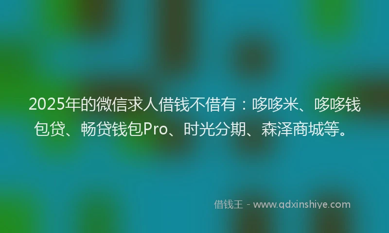 2025年的微信求人借钱不借有：哆哆米、哆哆钱包贷、畅贷钱包Pro、时光分期、森泽商城等。