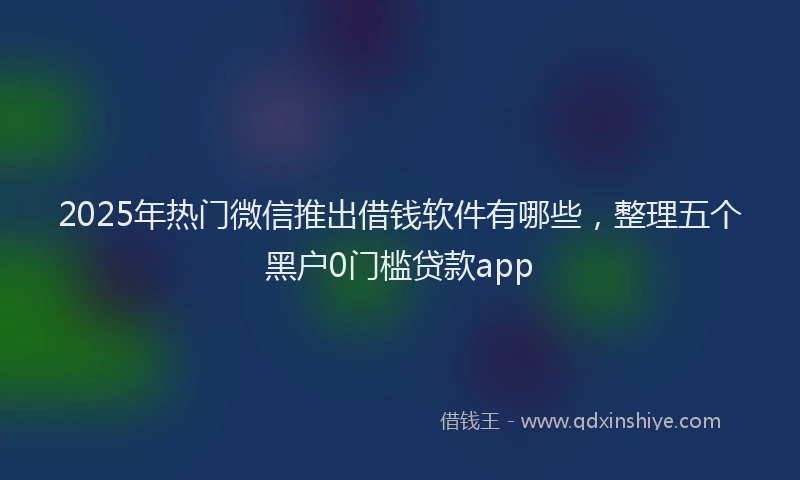 2025年热门微信推出借钱软件有哪些，整理五个黑户0门槛贷款app