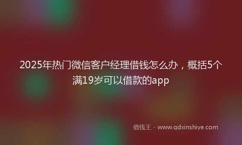 2025年热门微信客户经理借钱怎么办，概括5个满19岁可以借款的app
