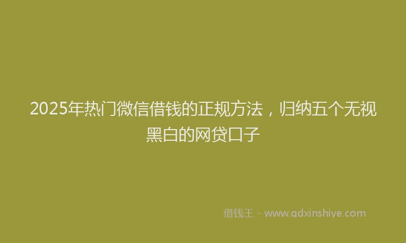 2025年热门微信借钱的正规方法，归纳五个无视黑白的网贷口子