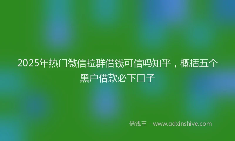 2025年热门微信拉群借钱可信吗知乎，概括五个黑户借款必下口子