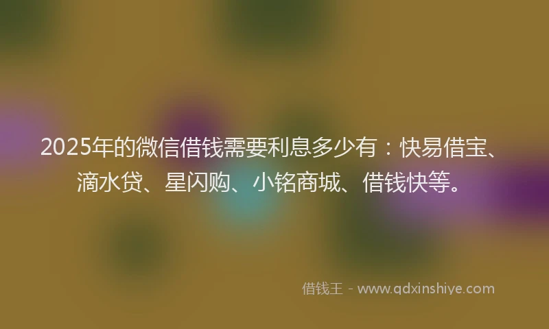 2025年的微信借钱需要利息多少有：快易借宝、滴水贷、星闪购、小铭商城、借钱快等。