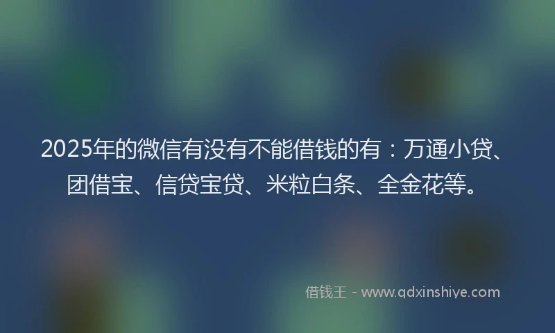 2025年的微信有没有不能借钱的有：万通小贷、团借宝、信贷宝贷、米粒白条、全金花等。
