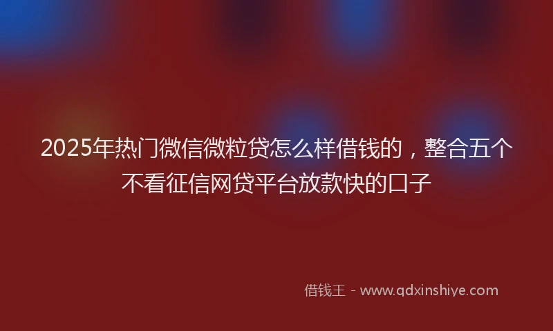 2025年热门微信微粒贷怎么样借钱的，整合五个不看征信网贷平台放款快的口子