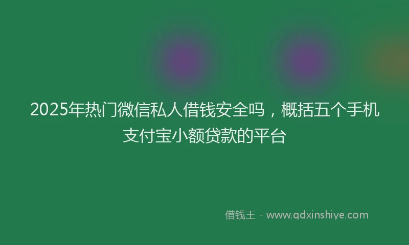 2025年热门微信私人借钱安全吗，概括五个手机支付宝小额贷款的平台
