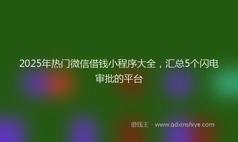 2025年热门微信借钱小程序大全，汇总5个闪电审批的平台