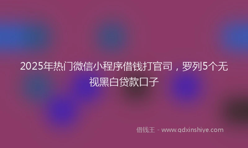 2025年热门微信小程序借钱打官司，罗列5个无视黑白贷款口子